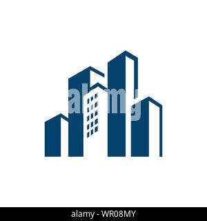Cityscape design corporation de bâtiments Logo pour Real estate business company Illustration de Vecteur