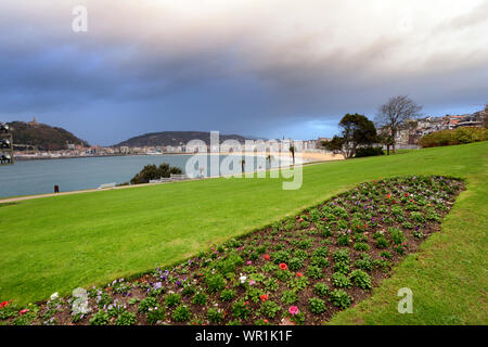 Les beaux jardins du Miramar Palace à San Sebastian, Espagne. Banque D'Images