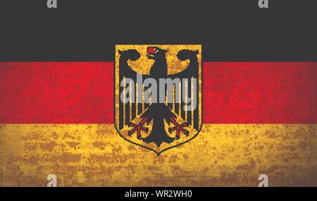 Drapeaux de l'Allemagne avec la texture du papier sale. Vector Illustration de Vecteur