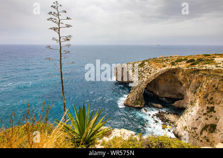 Côte sud de Malte, côte escarpée, Grotte Bleue, près de Zurrieq, Banque D'Images