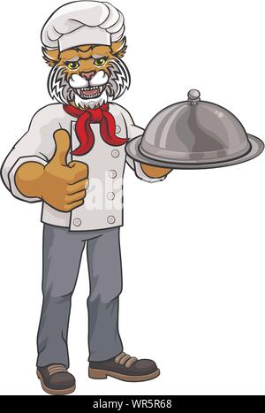 Personnage Mascotte Chef Wildcat Illustration de Vecteur