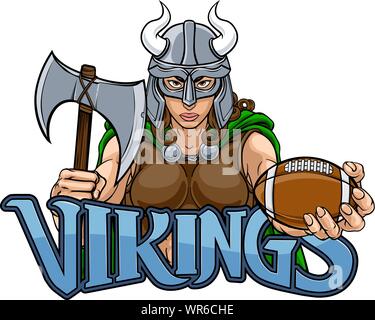 Femme Viking Warrior Football Gladiator Femme Illustration de Vecteur