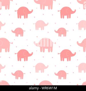 Profil de transparente rose mignon les éléphants et coeurs. Image vectorielle girl. L'illustration pour la maison de vacances, baby shower, anniversaire, textile, papier d'emballage, de l'accueil Illustration de Vecteur