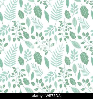 Modèle sans couture de Pâques de feuilles vertes sur un fond transparent. Vector illustration dessinée à la main de plantes pour la maison de vacances de printemps, d'impression, l'emballage pape Illustration de Vecteur