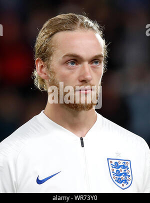 L'Angleterre au cours de la Tom Davies 2019 Championnat de match au stade KCOM, Kingston-upon-Hull. Banque D'Images