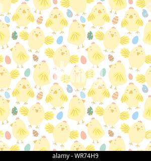 Transparente avec motif de Pâques et oeufs mignon sur un fond transparent. Vector illustration dessinée à la main du poulet pour vacances de printemps, d'impression, wr Illustration de Vecteur