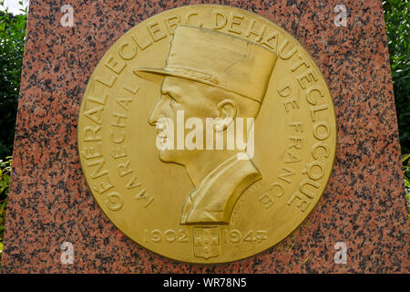 Plaque commémorative en hommage au Général Leclerc de Hautecloque, Vincennes, Val-de-Marne, Île-de-France, France Banque D'Images