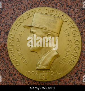 Plaque commémorative en hommage au Général Leclerc de Hautecloque, Vincennes, Val-de-Marne, Île-de-France, France Banque D'Images