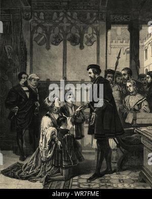 En demandant pardon pour Welseren Philippa légitiment le mariage avec le fils de Ferdinand 1865 Banque D'Images