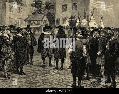 William Penn accueilli par les anciens colons hollandais, Philadelphie, New York 1882 Banque D'Images