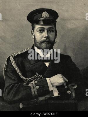Prince George de galles. Plus tard le roi George V. IMAGE ILN 1892 full page print Banque D'Images