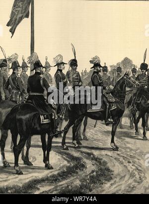 Prince de Galles (Edward VII) examiner l'Warwickshire Yeomanry Corps 1895 Banque D'Images