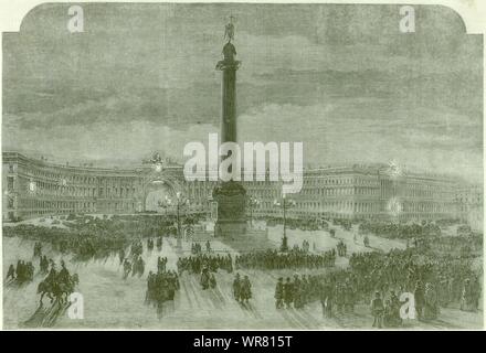 La Place du Palais Major Général Bldng colonne Alexandre Etat Major St Petersburg 1856 Banque D'Images