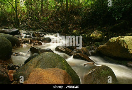 Le débit de la rivière Little à Eiria Park, Singkawang, l'ouest de Kalimantan, Indonésie Banque D'Images