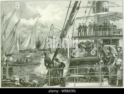 Prince de Galles (Edward VII) de commencer le Yacht-Race du Jubilé. Image 1887 Banque D'Images