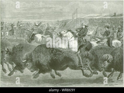 Wild West Grand Américain exposition : Cowboys la chasse aux bisons et cerfs wapiti 1887 Banque D'Images