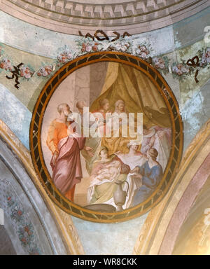 Naissance de Saint Jean le Baptiste, fresque sur le plafond de la Saint John the Baptist Church, à Zagreb, Croatie Banque D'Images