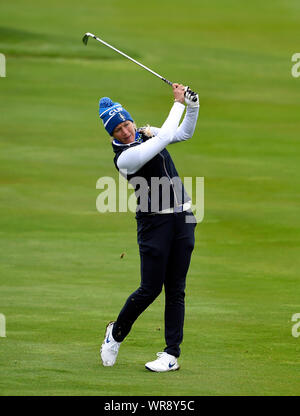 L'Europe de l'équipe Suzann Pettersen joue du 16ème fairway au cours de l'aperçu deuxième jour de la Solheim Cup 2019 à Gleneagles Golf Club, à Auchterarder. Banque D'Images