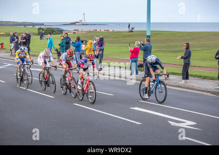 Tour de France logiciel 2019. Whitley Bay, en Angleterre. UK. Go. Banque D'Images