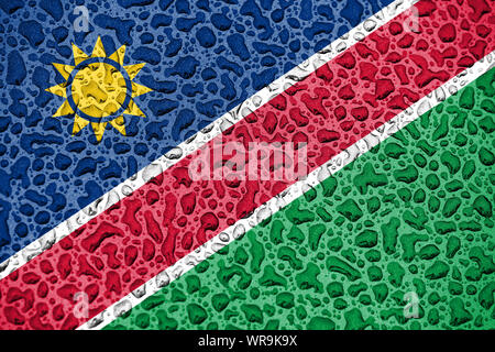 Drapeau national de la Namibie a fait des gouttes d'eau. Prévisions fond concept saison. Banque D'Images