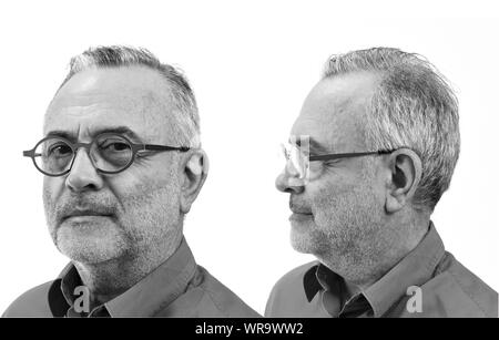 Portrait de l'homme face et profil Banque D'Images