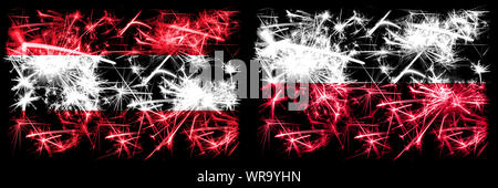 L'Autriche, la Pologne, l'Autriche, le polonais d'artifice pétillant concept et idée drapeaux Banque D'Images