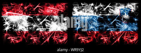 L'Autriche, la Slovénie, l'Autriche, le slovène, le concept d'artifice pétillant flip et idée drapeaux Banque D'Images