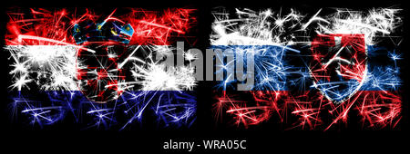 La Croatie, la Slovaquie, croate, slovaque, lancez Fireworks mousseux concept et idée drapeaux Banque D'Images