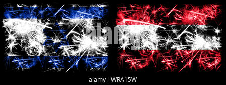 Israël, d'Israël, l'Autriche, l'artifice pétillant autrichien concept et idée drapeaux Banque D'Images