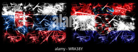 La Slovaquie, slovaque, croate, Croatie fireworks mousseux concept et idée drapeaux Banque D'Images