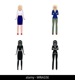 Objet isolé de la posture et de l'humeur signe. Collection de posture et l'icône vecteur femelle pour stock. Illustration de Vecteur