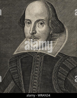 Portrait de William Shakespeare, 18e siècle gravure sur bois Banque D'Images