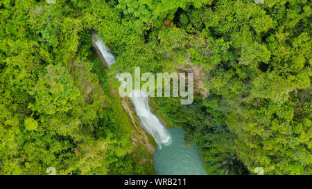 Mantayupan tombe dans la jungle, île de Cebu, aux Philippines. Cascade dans la forêt verte. Banque D'Images