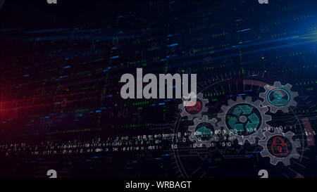 Symbole de la gestion des données 3d illustration. Arrière-plan de l'espace numérique avec pour contenu. Abstract concept futuriste de stockage des fichiers, la cybersécurité, comp Banque D'Images