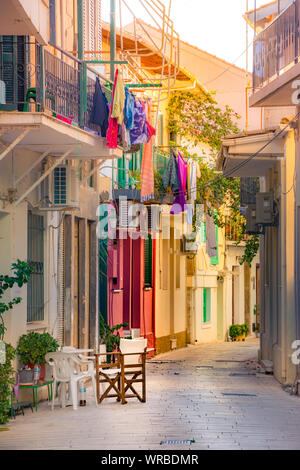 Rue de la vieille ville de Lefkas (Lefkada), l'île Ionienne, Grèce Banque D'Images