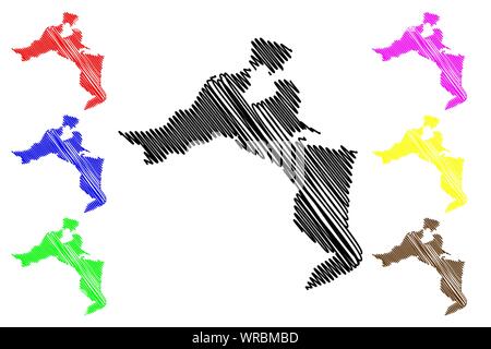 Le gouvernorat de Médenine (gouvernorats de Tunisie, République de Tunisie) map vector illustration, scribble sketch carte Médenine Illustration de Vecteur