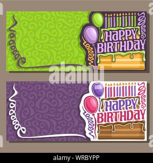 Cartes de souhaits pour vecteur Joyeux anniversaire, 11 burning candles on cake, lettrage joyeux anniversaire, invitation créative pour les enfants avec le parti de st bouclés Illustration de Vecteur