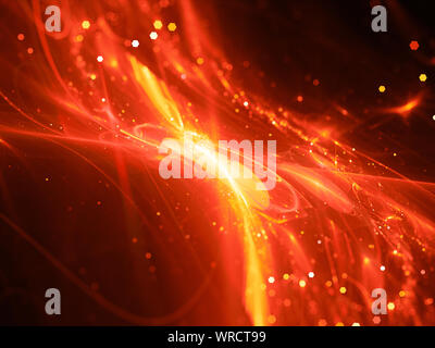 La technologie Fiery glowing nouveau dans l'espace flux, générée par ordinateur abstract background Banque D'Images