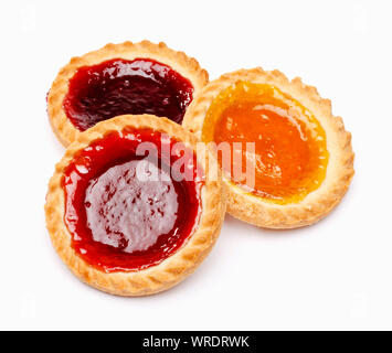 Tartes à la confiture sur fond blanc Banque D'Images