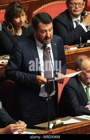 Rome, Italie. 10 Sep, 2019. Rome, vote de confiance au Sénat pour le conte illustré bis gouvernement : Matteo Salvini indépendant : Crédit Photo Agency/Alamy Live News Banque D'Images