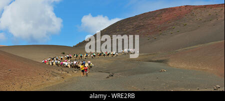 Le Parc National de Timanfaya (Parque Nacional de Timanfaya). La dernière éruption volcanique a eu lieu entre 1730 et 1736. Lanzarote, îles Canaries. Espagne Banque D'Images