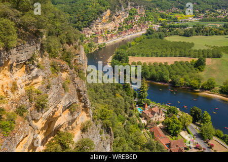 La Roque-Gageac, vue de Marqueyssac. Dordogne, France Banque D'Images