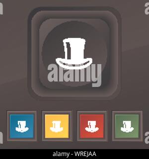 L'icône de cylindre hat symbole. Ensemble de cinq boutons coloré et élégant sur la texture noire pour votre conception. Vector Illustration de Vecteur