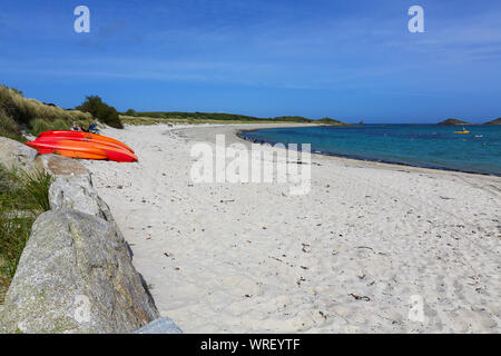 Ville supérieur Bay, St. Martin's Island, Îles Scilly, Cornwall, England, UK Banque D'Images