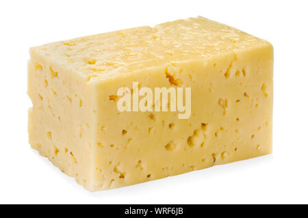 Cheese Block isolé sur fond blanc avec clipping path Banque D'Images