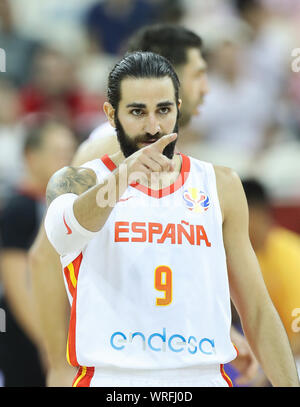 Shanghai, Chine. 10 Sep, 2019. Ricky Rubio de l'Espagne au cours du trimestre des gestes de finale entre l'Espagne et la Pologne à la FIBA 2019 Coupe du Monde à Shanghai, la Chine orientale, le 10 septembre 2019. Credit : Ding Ting/Xinhua/Alamy Live News Banque D'Images