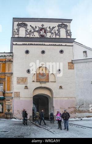 Vilnius, Lituanie - 04.01.2019 : porte de l'aurore ou forte Gate est une porte de la ville de Vilnius. Les voyages. Banque D'Images