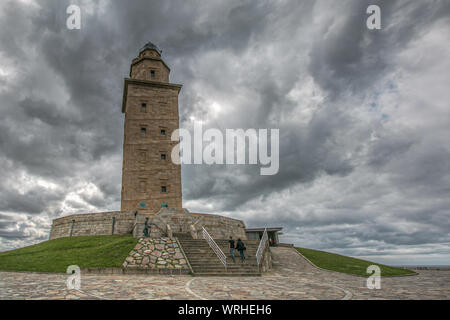 Tour d'Hercules, phare romain dans A Coruna, Espagne Banque D'Images