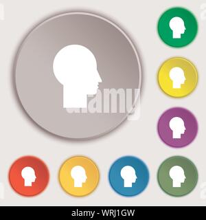 Icône de signe de l'utilisateur. Personne symbole. Définir des boutons colorés. Symboles sur huit boutons plats. Vector Illustration de Vecteur