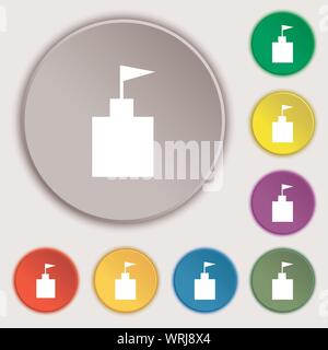 L'icône de la tour. Ensemble télévision moderne. Symboles sur huit boutons plats. Vector Illustration de Vecteur